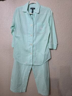 Lauren Ralph Lauren Mint Polka Dot Womens Pajama Set